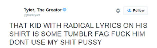 Tyler The Creator Tweets on Oliver Sykes